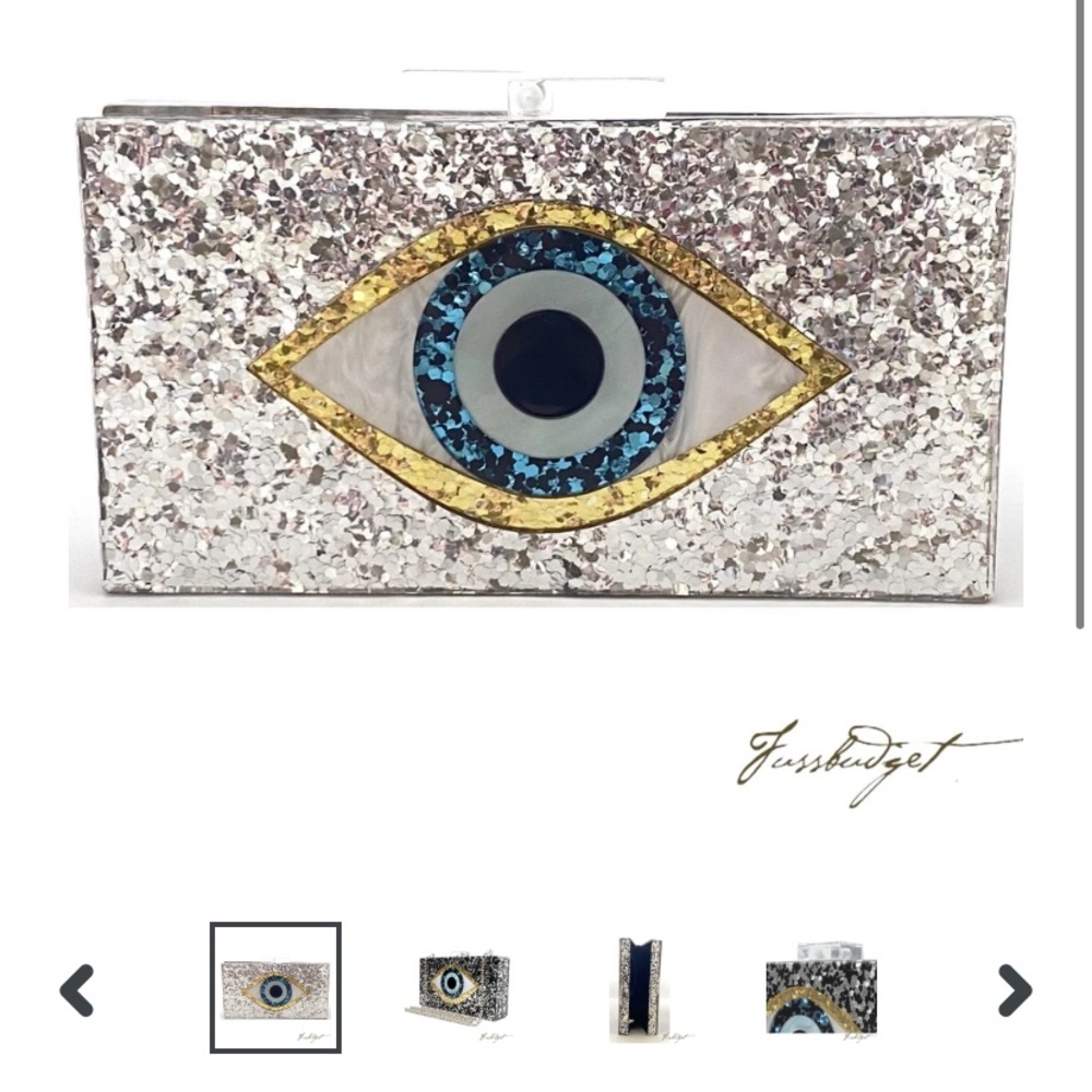 Silver evil eye clutch